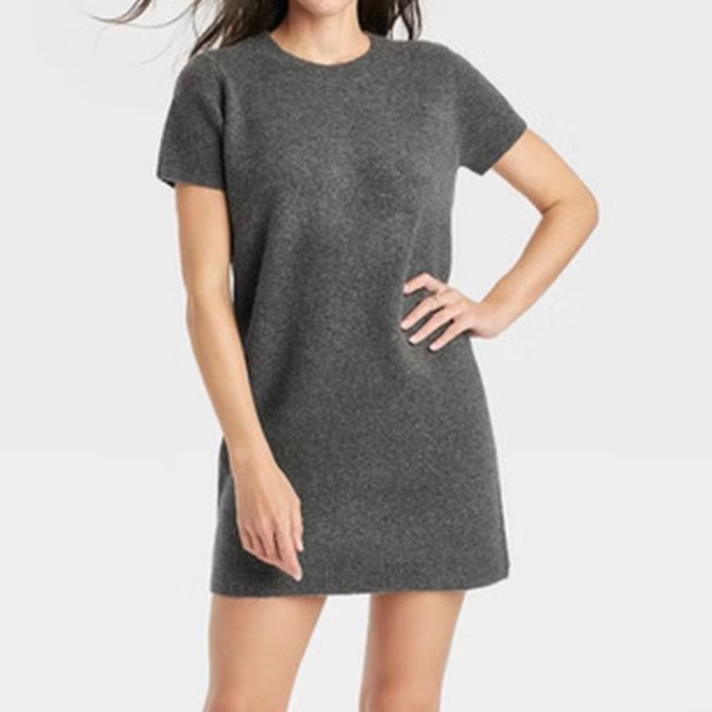 A New Day Women's Short Sleeve Cozy Knit Mini Sweater Dress